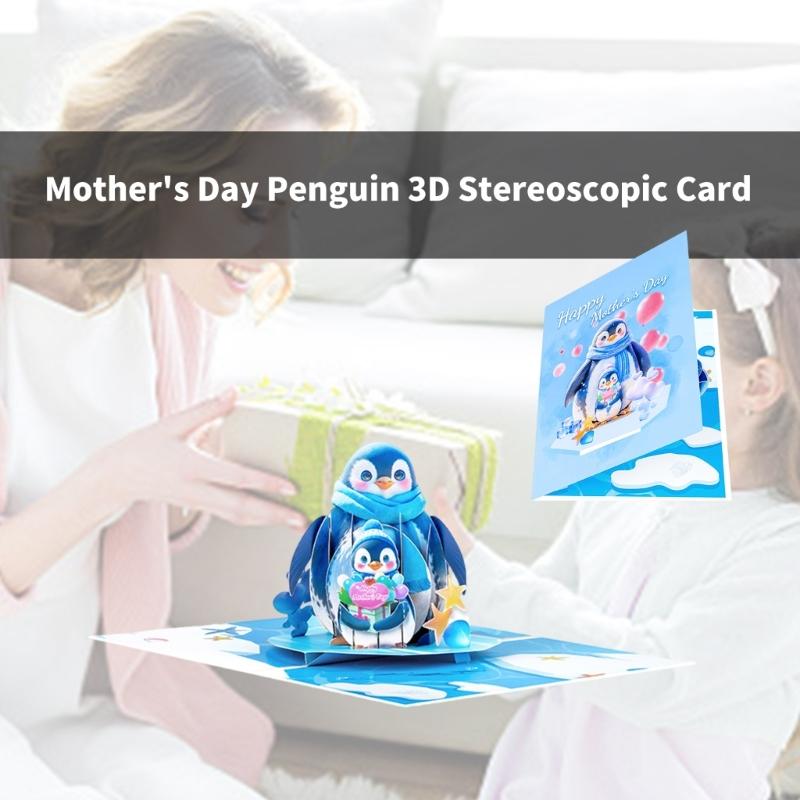 3D Penguins Popup Card Popup Gift Cards,Handmade Greetings Cards,Mother Day Cards Popup Greetings Card Birthday Card