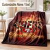 Custom Text Flannel Blanket San Francisco 49ers Print Warm Cozy Blanket Home Sofa Bedding