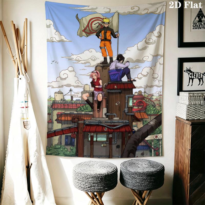 Naruto Team Adventure Wall Tapestry Aesthetic Wall Hanging Printed Fabric Blanket Decorative Tapestries For Bedroom Living Room Home Decor