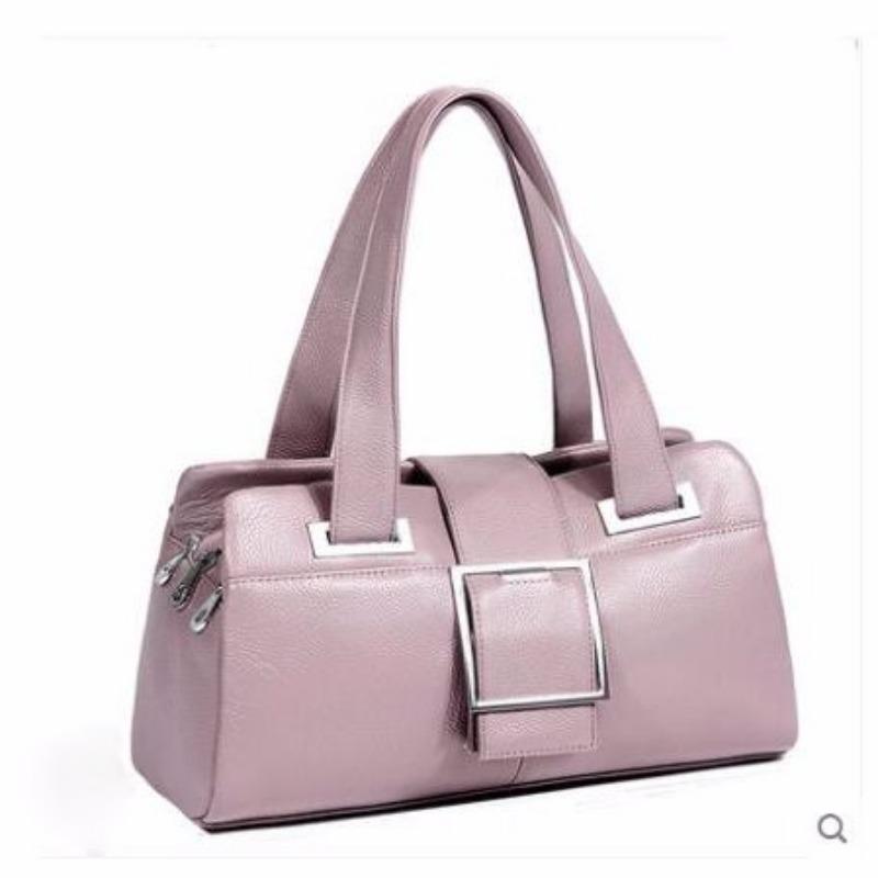 Genuine Leather Women's Handbag Stylish All-in-one Pillow Bag Middle-aged Women's Shoulder Bag Casually