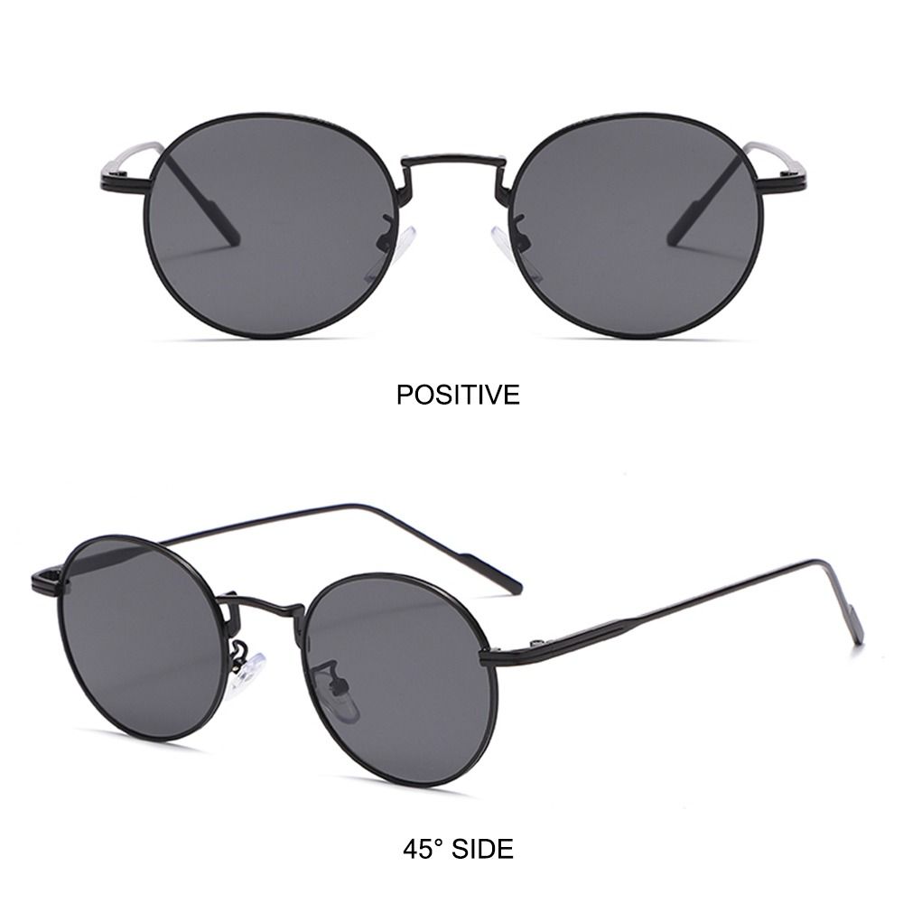 Black Sun Glasses  Metal Frame Fashion Round Sunglasses for Women  Beach