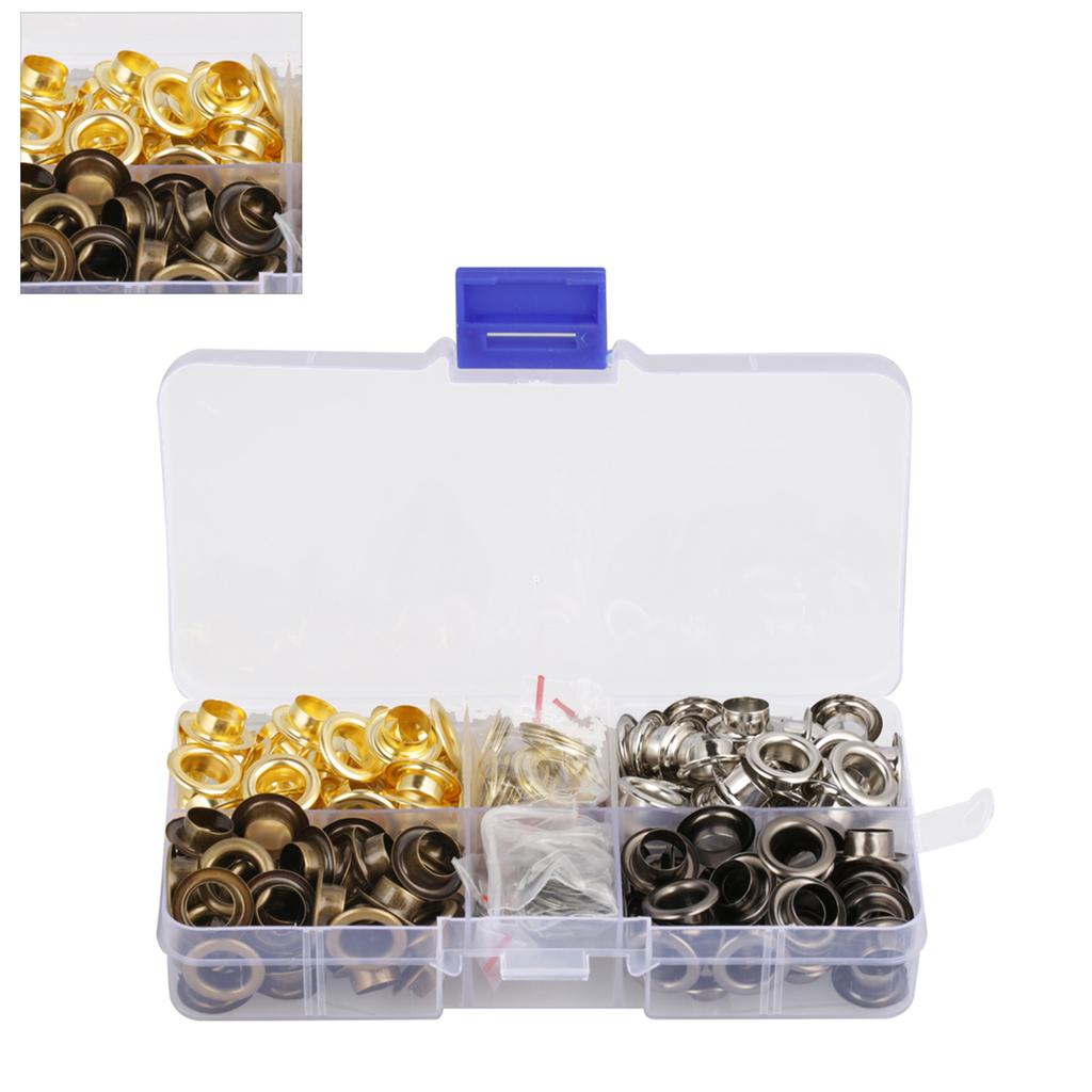 140sets Box 8mm Brass Eyelet Grommet Set Craft Clothes Accessories