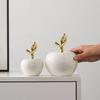 Simple Black Ceramic Apple 2 Sizes Home Decoration Ornaments Living Room Art Crafts Christmas White Apple Gift 1 Piece