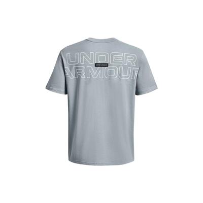 T-shirt da Uomo con Stampa di Lettere Outline, Girocollo, Maniche Corte, Top Blu 1379109-465