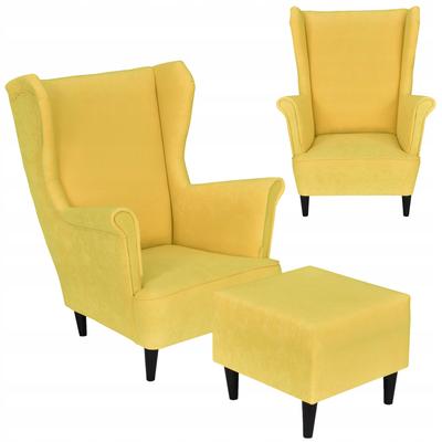 Wing Chair MAX with Footrest Scandinavian Lemon Yellow