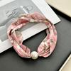 Pearl Magnetic Buckle Small Silk Scarf Women's Lazy Neck Protection Spring New Versatile High-sense Magnetic Buckle Necklace Scarf
