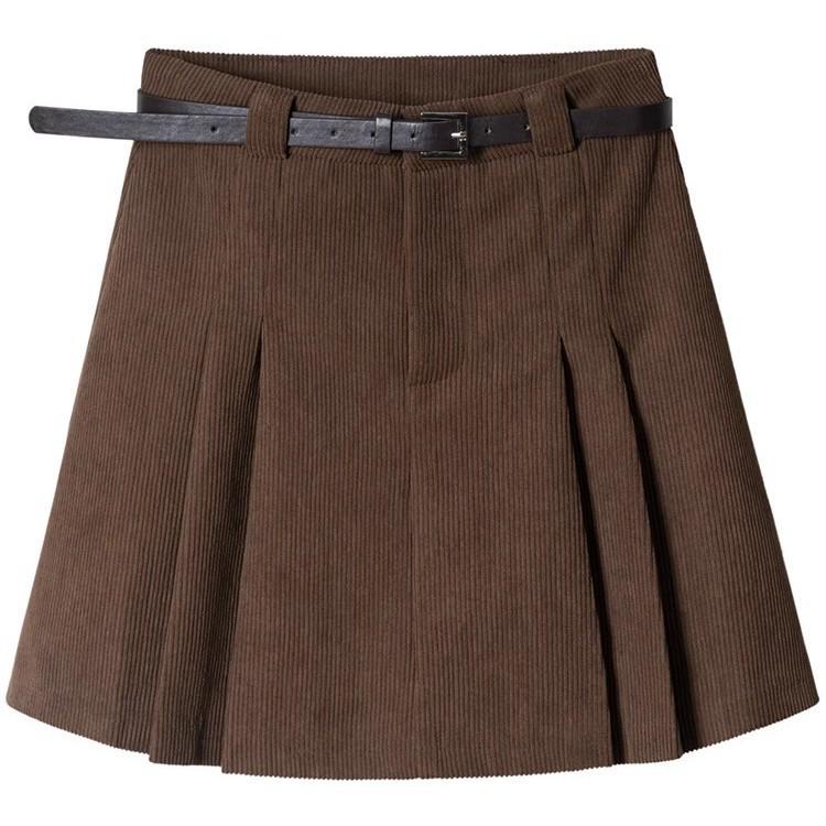 Women's High-Waist Corduroy A-Line Skirt - Age-Reducing, Retro, Anti-Exposure Design for Autumn