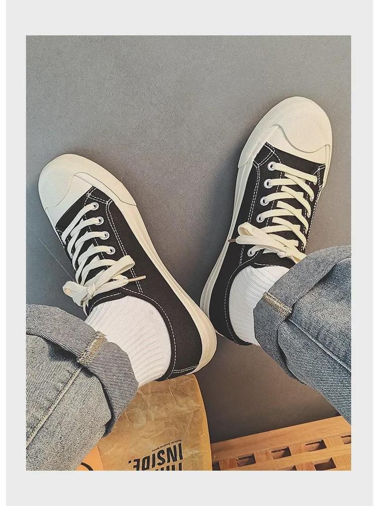 2025 Vår Herre Trendy Melkehvite Pustende Fritidssko i Canvas