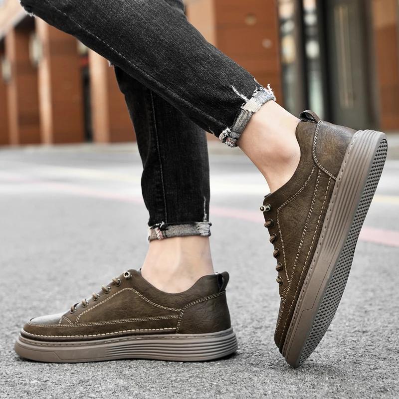 Spring men's high-quality Brown Oxford shoes  Genuine leather casual shoes handmade dress shoes men's large size: 37-47