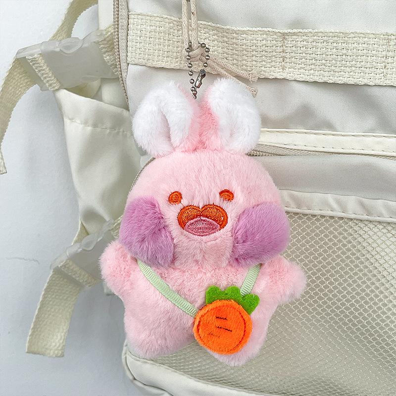 New Girl's Heart Cute Carrot Shoulder Bag Duo Rabbit Plush Toy Cartoon Doll Keychain Bag Pendant