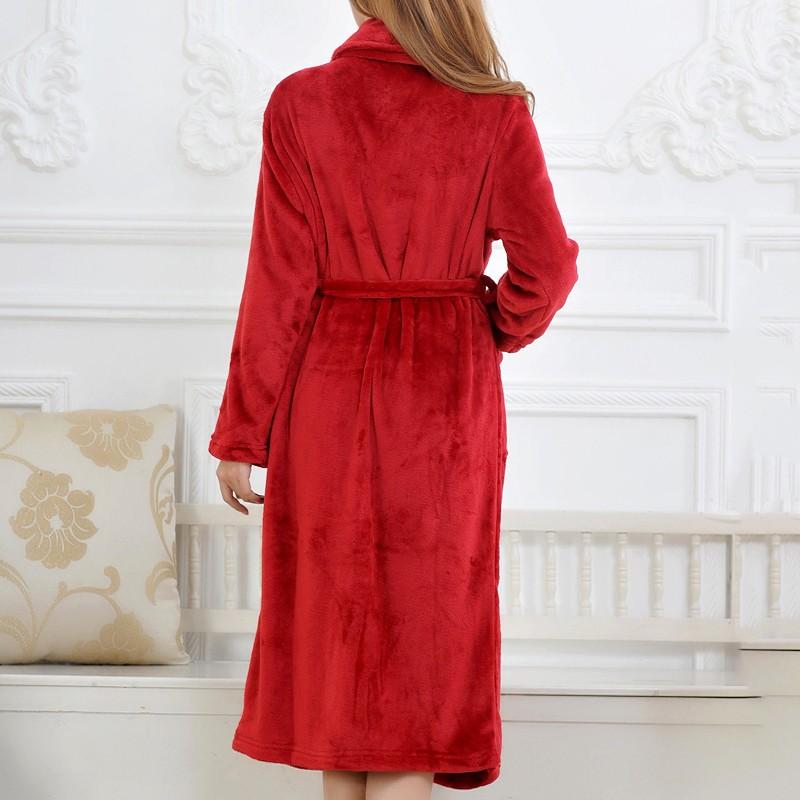 Korallen Fleece Lange Robe Kimono Kleid Winter Warme Flanell Nachthemd Bademantel Casual Nachtwäsche Intime Dessous Verdicken Homewear