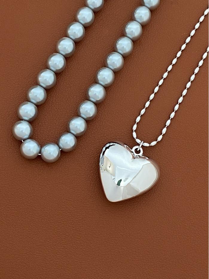 Sunflower Heart Necklace: Oni Fever Style Silver Sweater Chain for Women