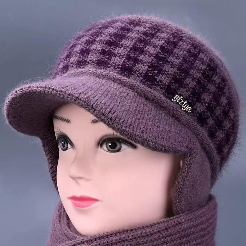 Hat Winter Lady Fleece Warm Knitted Wool Hat Old Hat Fleece Ear Protector