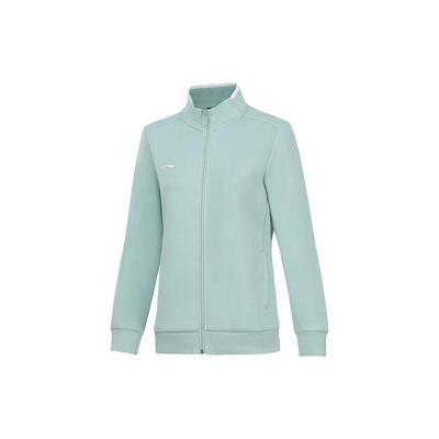 Li Ning Plain Stand Collar Zip Up Sports Hoodie Women Hoodies Stone-Blue-Gray AWDT980-4