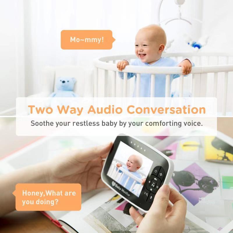 EU 3.5 inch Baby Monitor M935 Infrared Night Vision Wireless Video Color Monitor Lullaby Remote Pan-Tilt-Zoom Talk BackAA