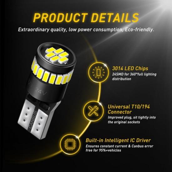 T10 168 194 LED Interior Light Bulbs License Side Marker White Amber Red EOA