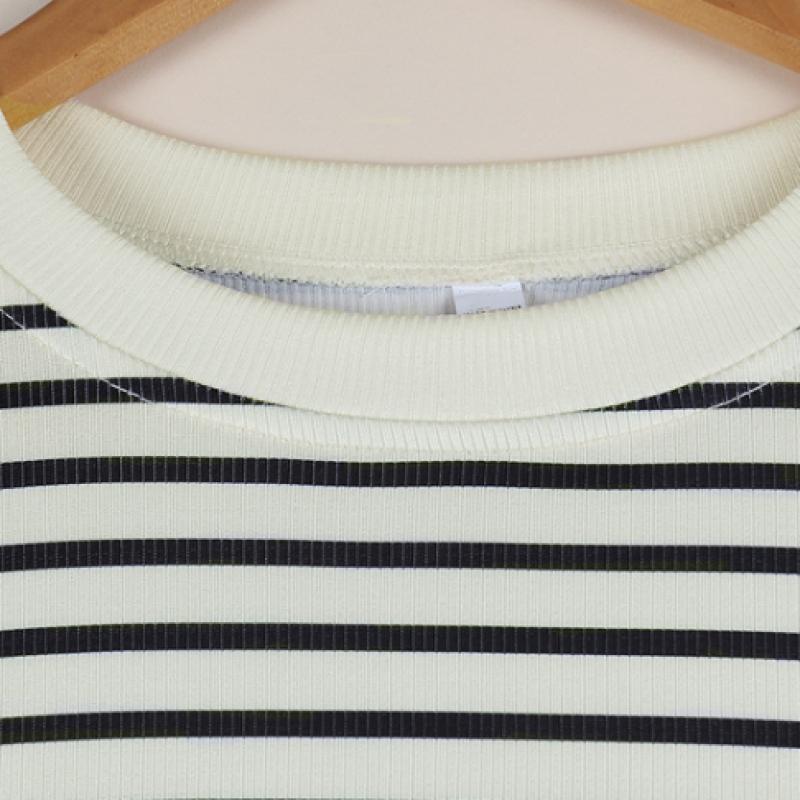 Shop   Women S Round Neck Striped Short Sleeve Knit Tee wdmS Wkn tS14483577
