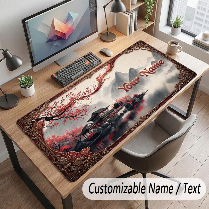 Floral Garden Theme Customized Mouse Pad Personalized Print Name Text Desk Mat For Home Office Table Decor