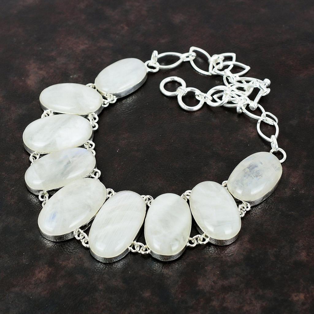 Rainbow Moonstone Necklace 925 Sterling Silver Necklace Brand New Jewelry Adjustable Chain Necklace Gemstone Handmade Jewelry Christmas Gift