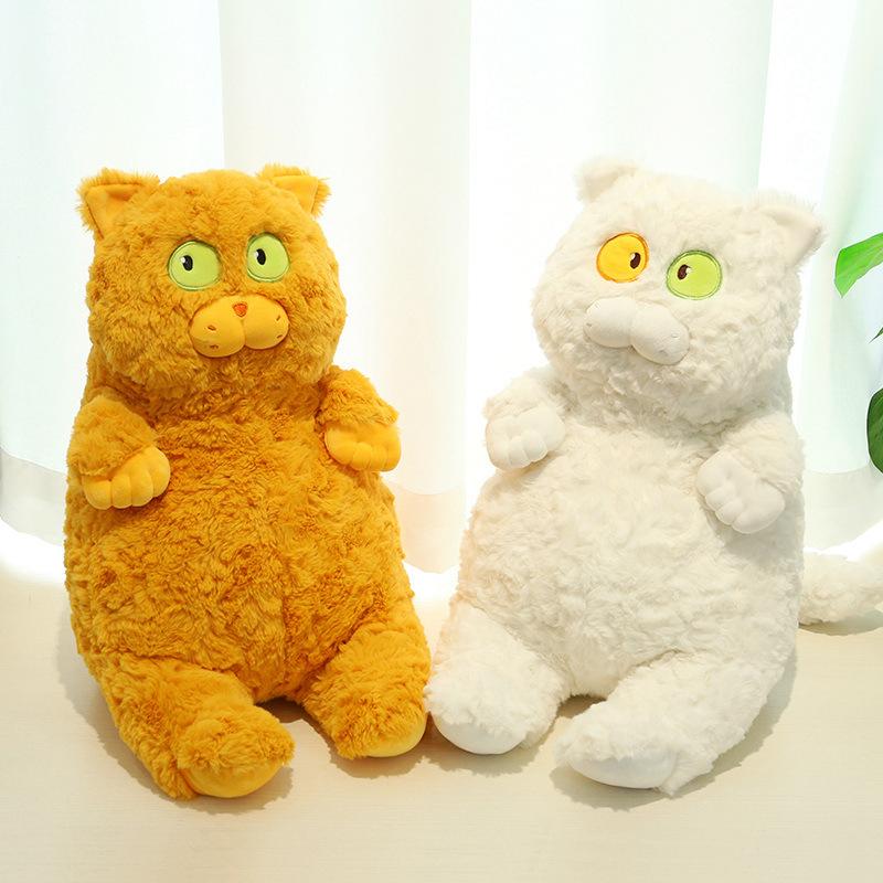 Bobo Baby Series Cute Staring Cat Plush Toy Doll Soft Cute Black Cat White Cat Doll Girl Throw Pillow