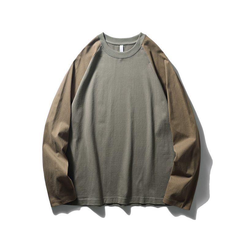Amekaji American Retro Heavy Weight Contrast Color Raglan Long Sleeves T-shirt Men's Export Cattle Goods Bottoming Shirt Cotton T-shirt