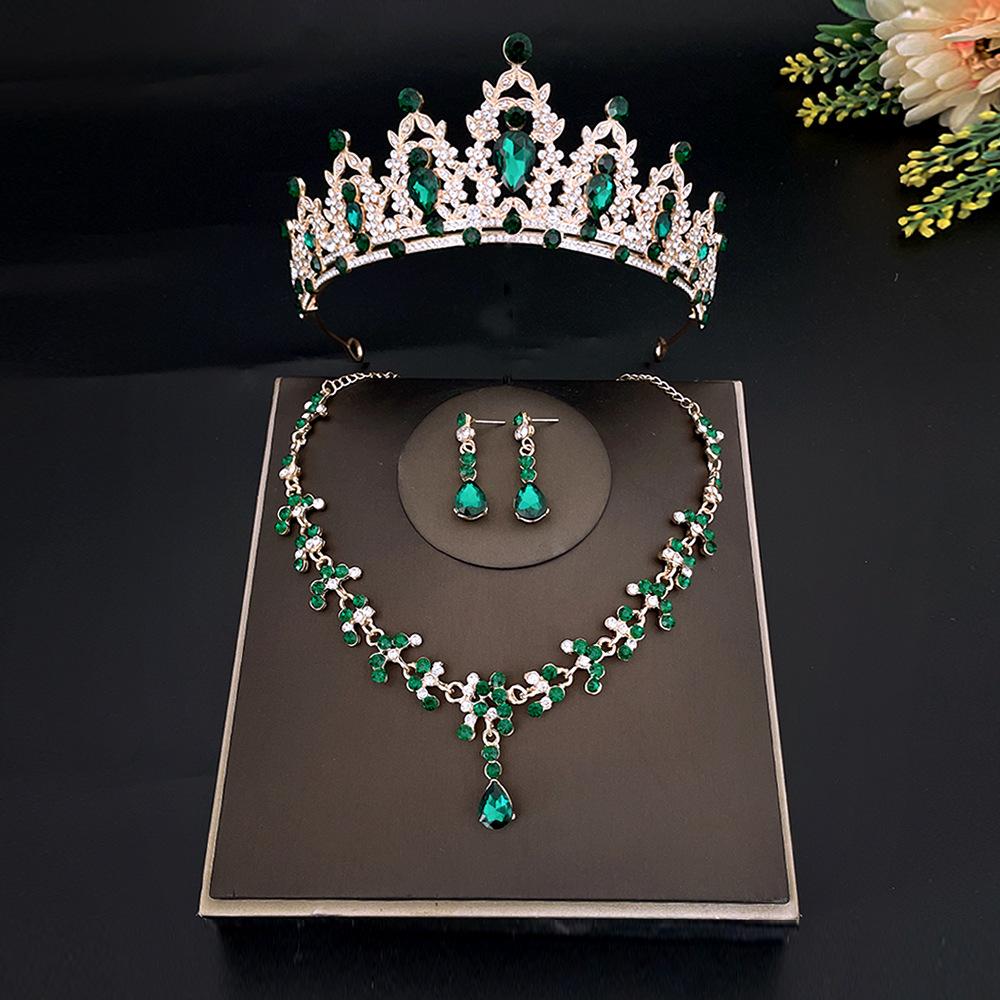 Crown Wedding Crown Jewelry Set Necklace Earrings Set Korean Style Jewelry Sets Princess Headpiece
