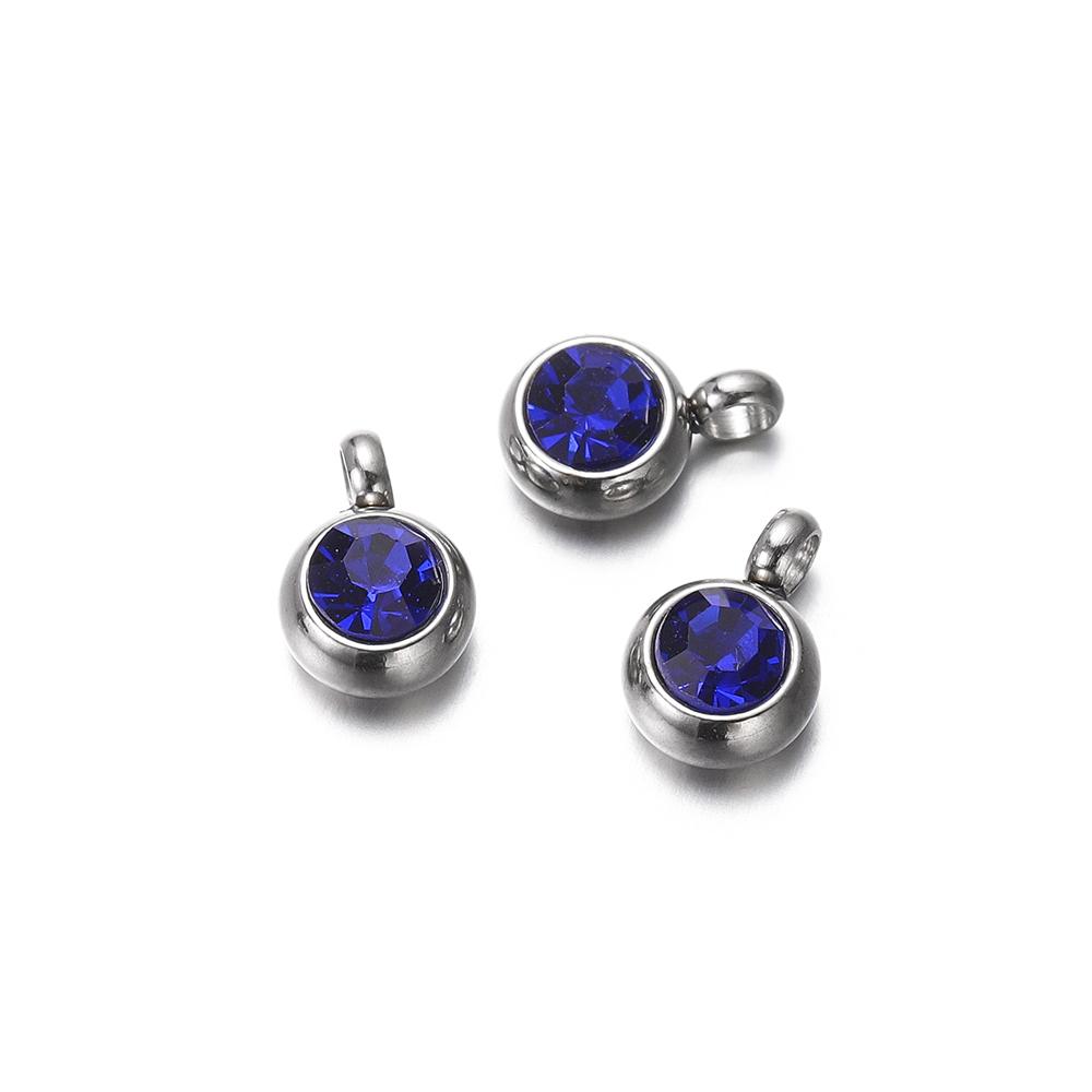 

10Pcs 6mm Stainless Steel Birthstone Necklace Pendant Jewelry Making Rhinestone Charm For Women Earrings DIY Accessories Gift 10pcs
