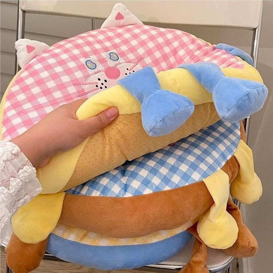 Cartoon Office Chair Cushion Lovely Expression Round Stretch Velvet Seat CushionButt Pad