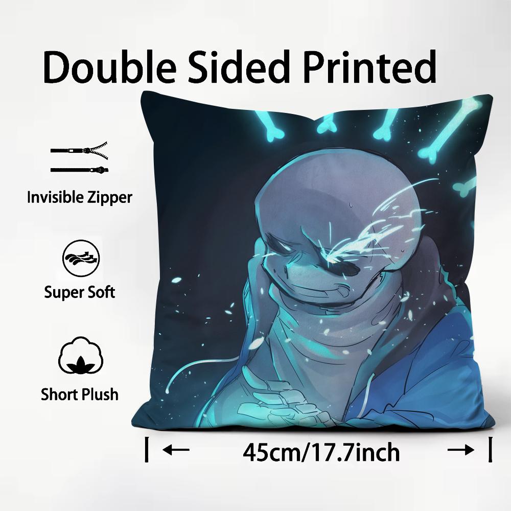 UUndertale Game Cushion Cover Plush Fabric Soft DoubleSided Printed Sofa Warm Winter Home Child Gift Pillow Case