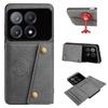 Vintage Leather Card Holder Phone Case for Xiaomi POCO X6 Pro 5G Card Pockets Dual Snap Buttons Flip Wallet Shell