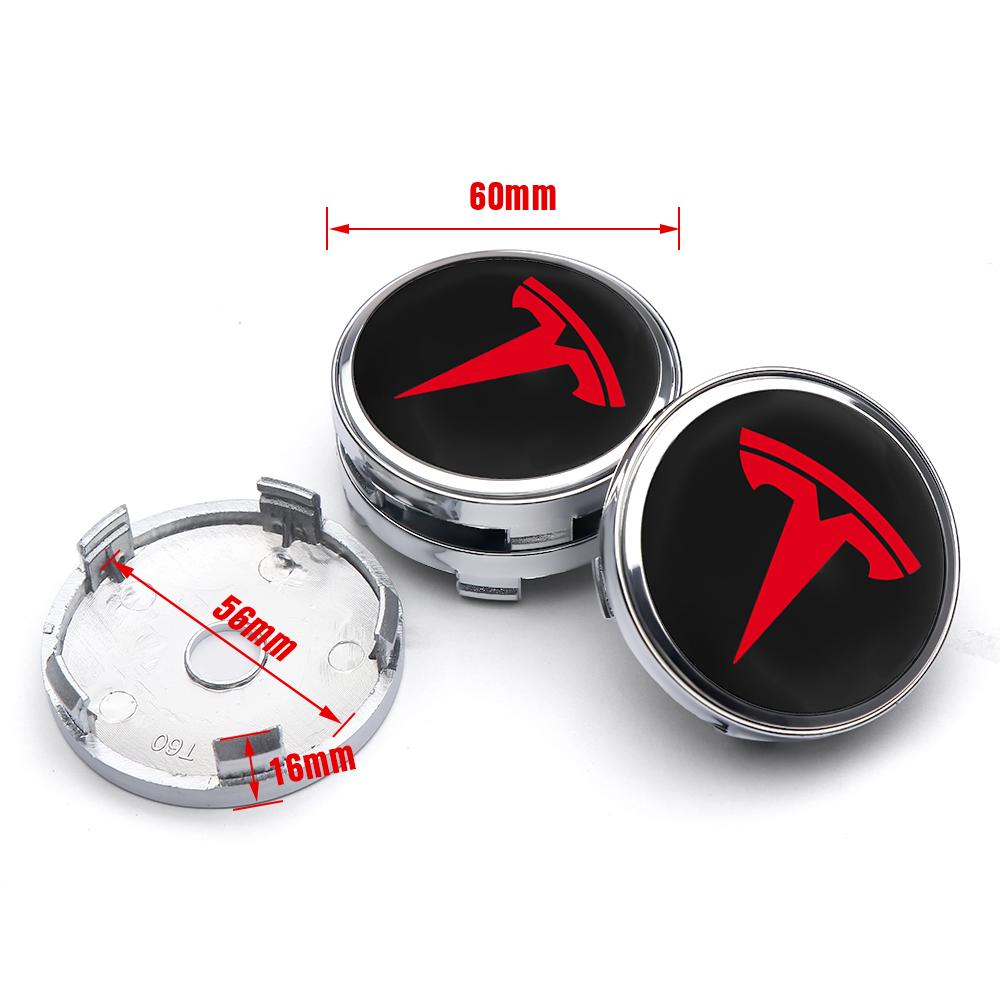 4pcs 56/60mm Car Wheel Center Cover Sticker Tire Hub Cap Badge Covers For Tesla Model 3 Model S Model X Model Y Coil Accessories