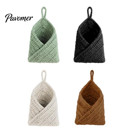 Neutraler Creme-Stil Dekor 3 Stück Hängender Gewebter Baumwollseil Aufbewahrungskorb, Wandmontierter Organizer Boho Küche Obst Hängematte Beutel, Multifunktional