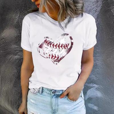 Summer Women's Broken Heart Pattern Printed Round Neck Short Sleeved T-shirt Casual Fashion Cotton T-Shirts Women’s