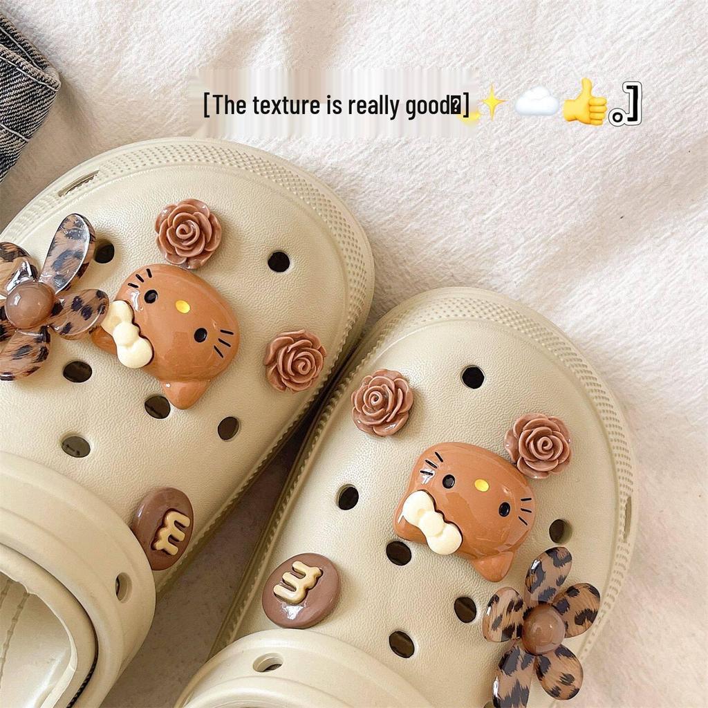 Ankara Red Cat Clog Cartoon Bow with Removable Buttons & Cute DIY Shoe Decorations