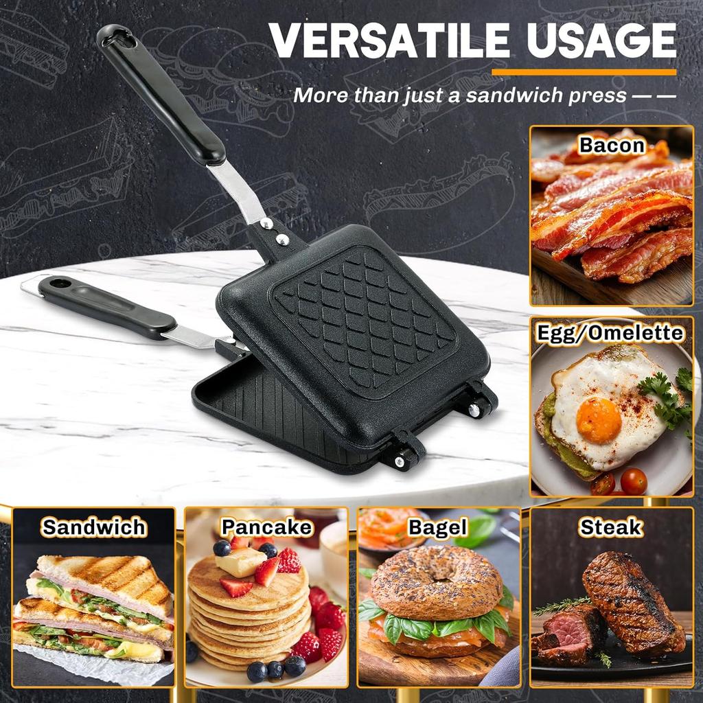 Maker Pan, Grilled  with Non-Stick Double Sided Flip Frying Pan, Toasted Cheese Sandwich Ma