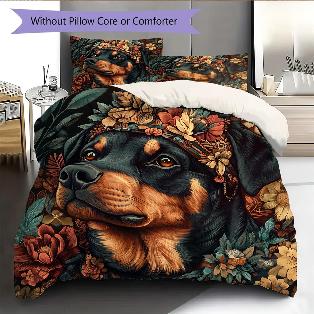 Rottweiler Pattern Bedding Home Decoration Birthday Gift (1 * duvet cover + 2 * pillowcase, without core)