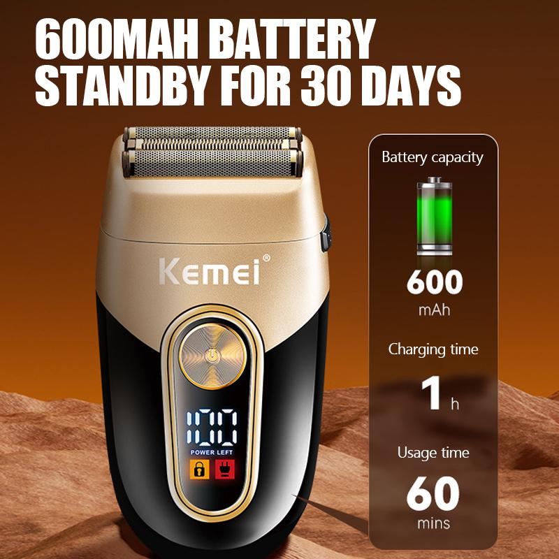 Kemei shaver double-layer reciprocating optical head artifact LCD digital display USB professional electric shaver KM-3209