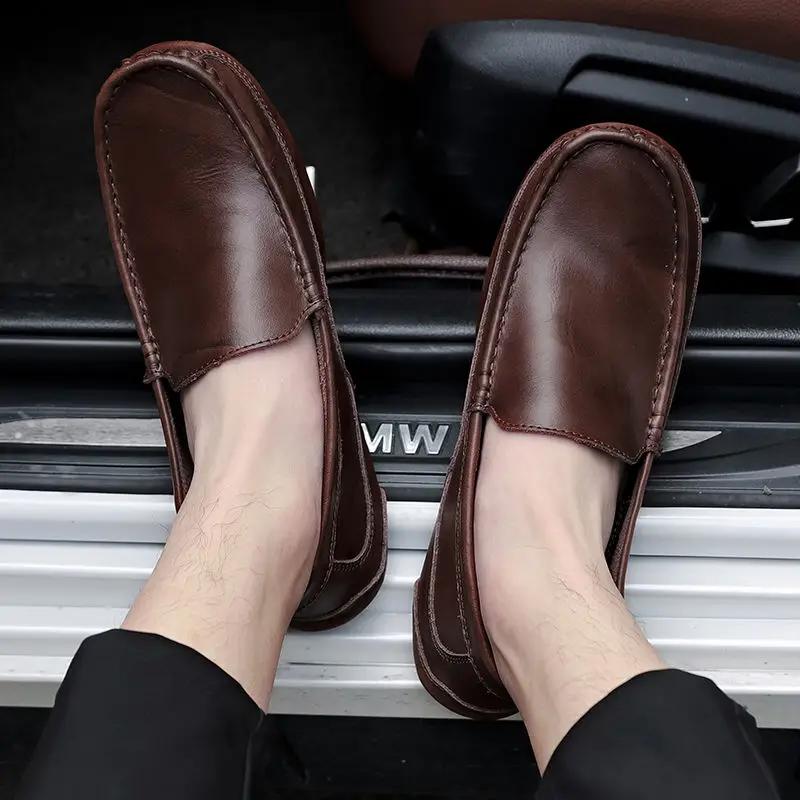 Niedrig geschnittene Schlupfschuhe Britischer Stil Herren Lederschuhe Hohe Qualität Mode Preis Reduziert Im Angebot Erwachsene Rindsleder Männlicher Freizeitschuh