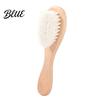 Newborn Gentle Bath Baby Grooming Wool Baby for Brush Soft Skin Cleanser Set with Natural Cherry Beech Wood Handle