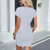 Women's Casual Fashion Sexy Round Neck Cap Sleeve Waist Striped Dress