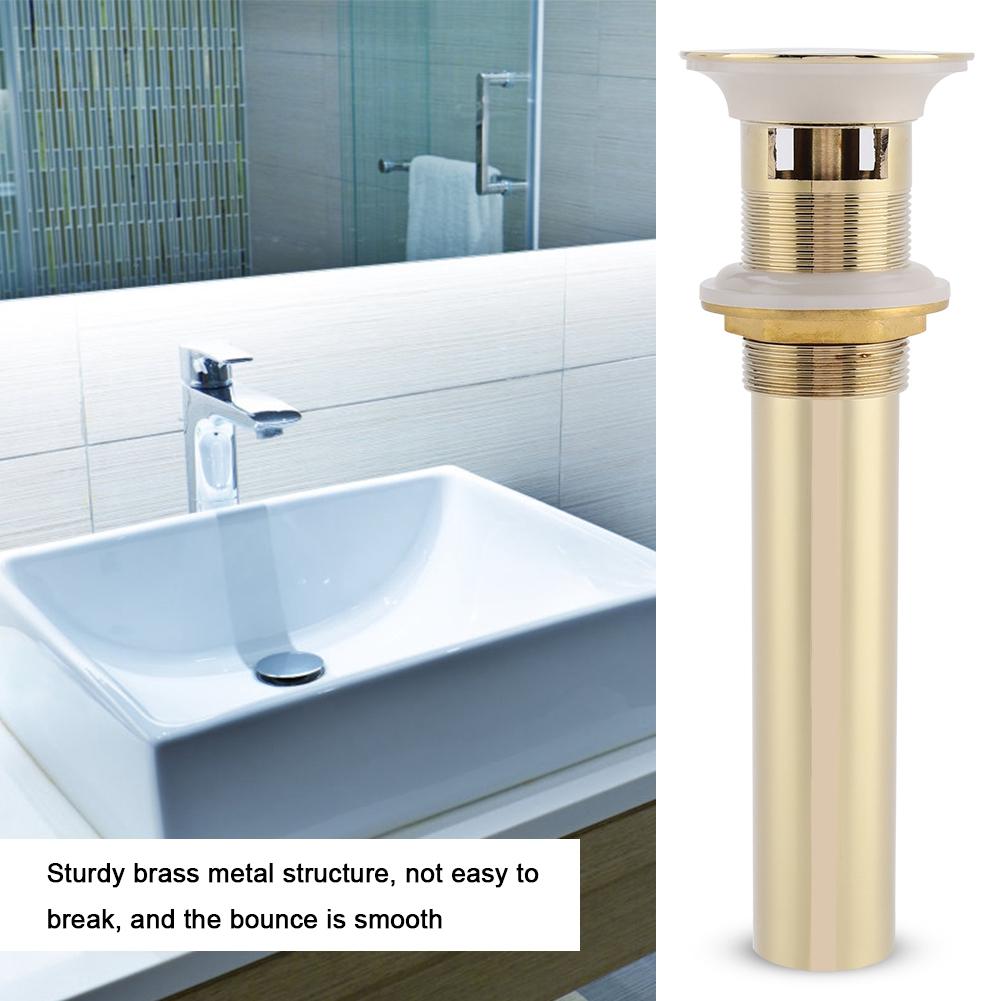 G1 1 4  Brass Bathroom Basin Sink Pop Up Drain Assembly with Overflow (Zirconium Gold)