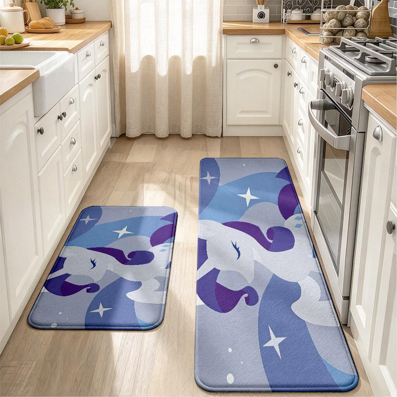 Rarity Print Flannel Kitchen Mat Christmas Soft Area Rug Non Slip Floor Carpet Home Decoration