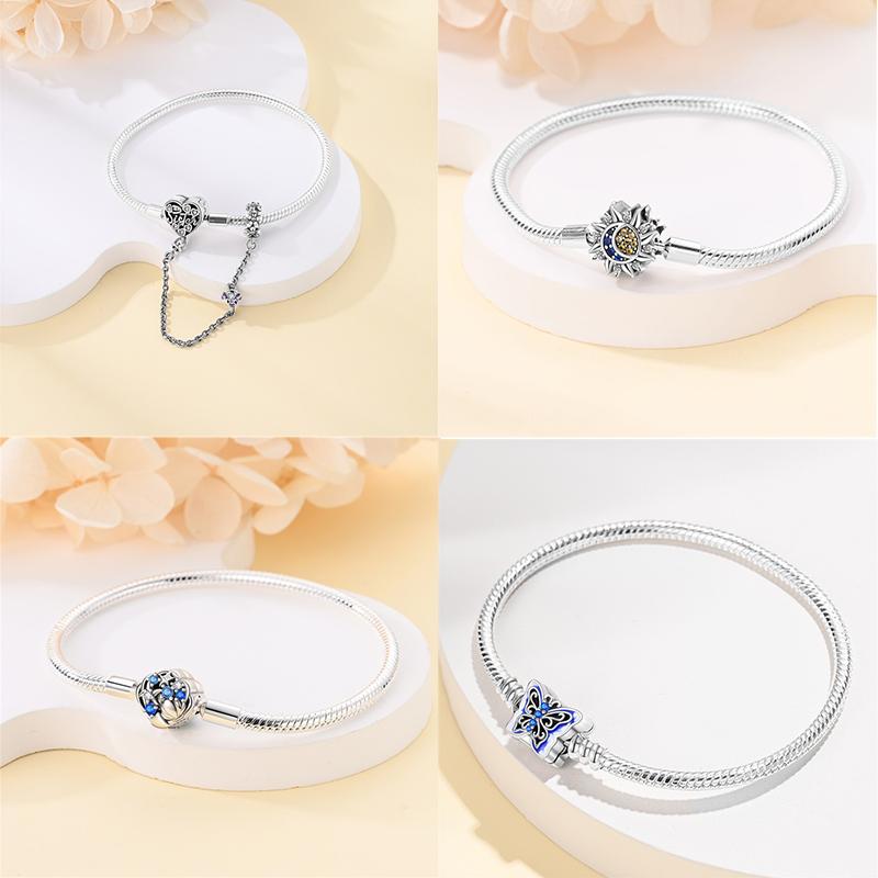 Real 925 Sterling Silver 17-20CM Butterfly Pet Ocean Starry Sky Original Bracelet Fit for Wedding Fine Jewelry DIY Making