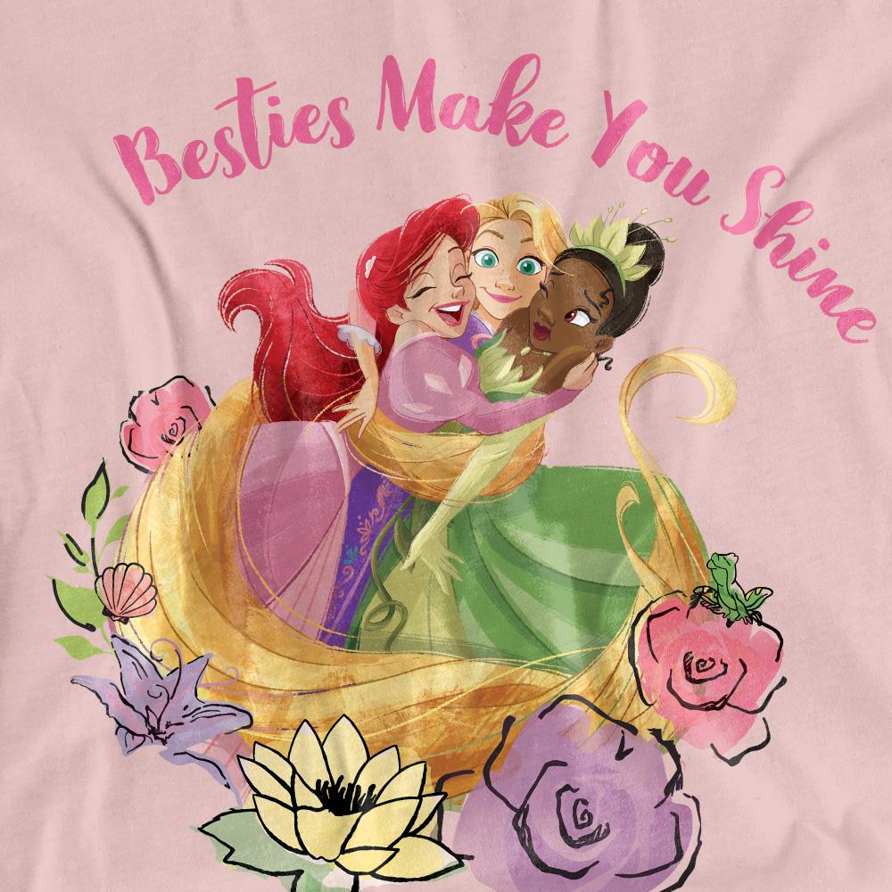Disney Princess Womens/Ladies Besties Shine Ariel Rapunzel Tiana T-Shirt