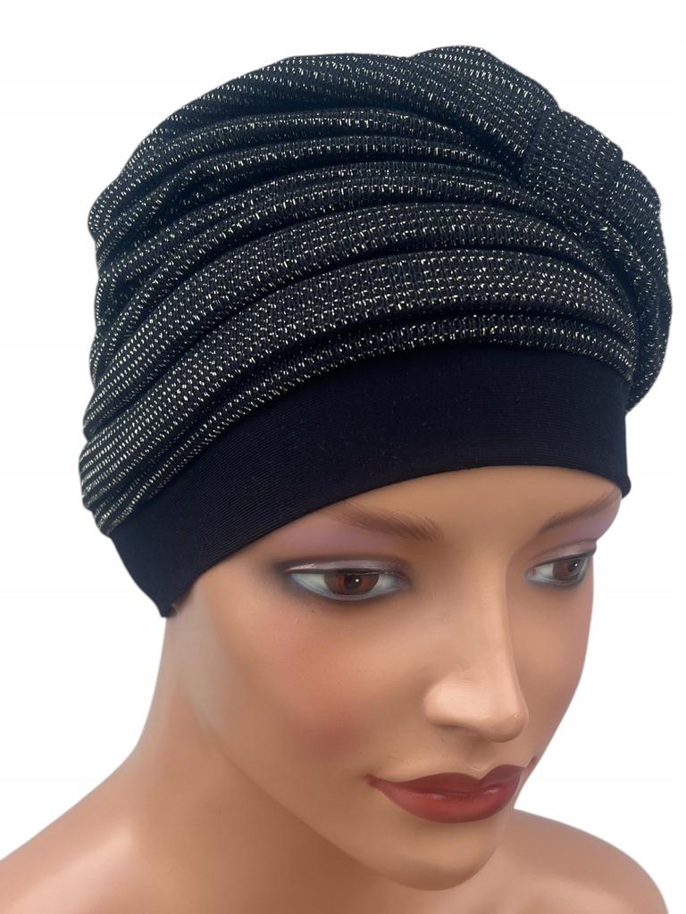 Turban Damski Ela 496 Czapka Ocieplana Sweterkowa Mięciutka Drapowana