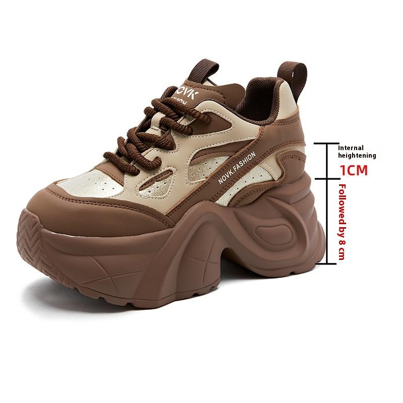 Fashionable Thick-soled Sports Shoes for Women In Autumn and Winter, High-end Casual Shoes with Increased Height and Versatile Dad Shoes