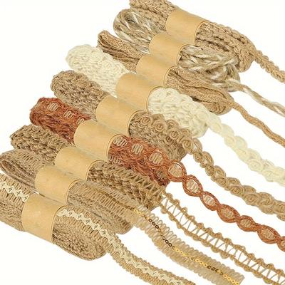 9pcs Jute Ribbons Lace Craft Ribbon 708.66 Inch For Crafts Wraping Gifts Party Holiday And Rustic Wedding Decorations