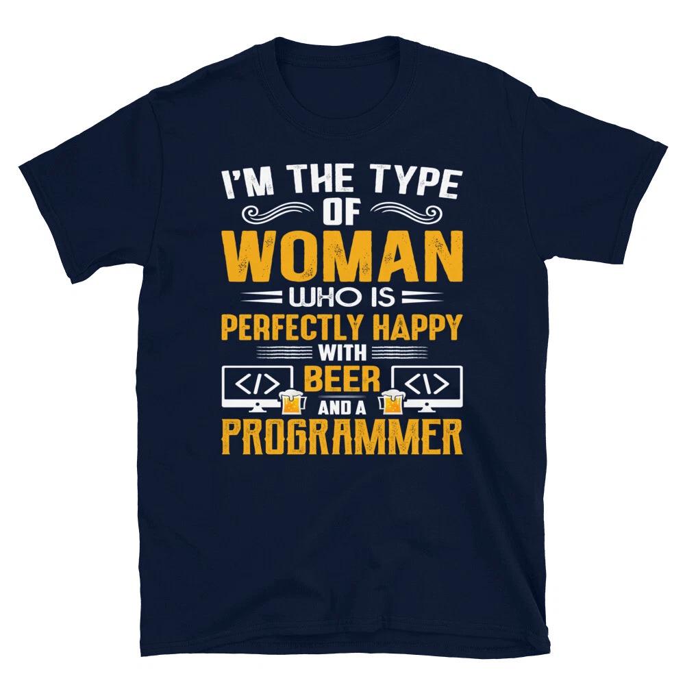 Happy Coder Woman Programmer Programming Coding Geek T-Shirt S