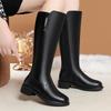 2024 Women's Wool Mid-Calf Flat Boots with Velvet Lining - YT8733