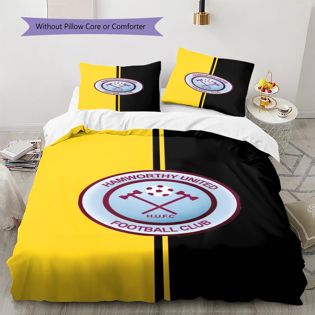 Hamworthy United F.C Pattern Bedding Set Quilt Cover Pillowcase Home Decor Gift (1 * Duvet Cover + 2 * Pillowcase, Without Core)